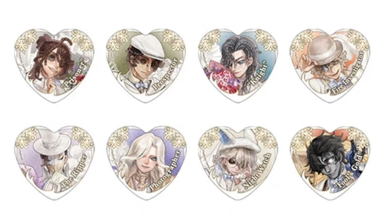 Identity V- White Valentine heart can badge