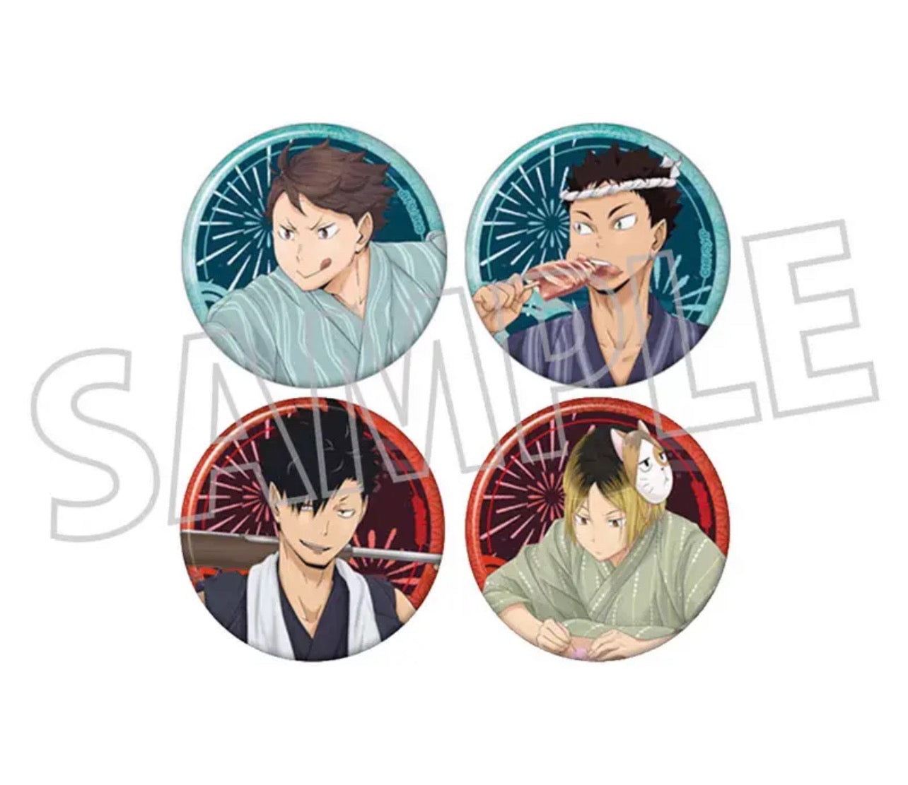 [Haikyuu!!]  Paper Washi-style Johsai/Nekoma Can Badge Collection
